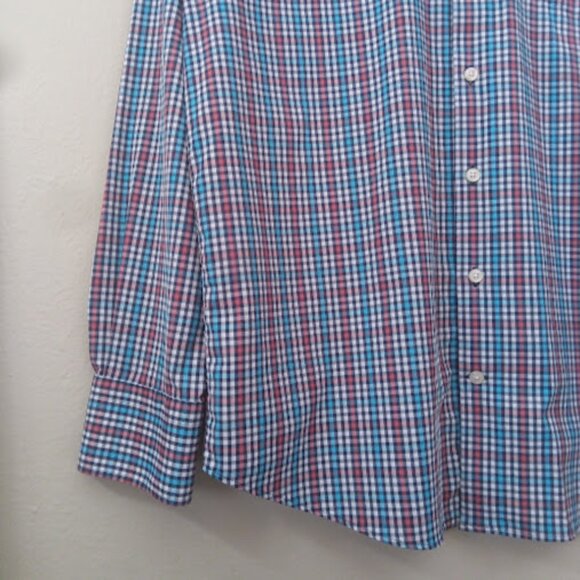 PETER MILLAR | Summer Comfort Performance Sport Blue Pink Button Down Shirt L - Picture 7 of 13